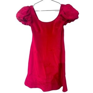 🤩hostpick MARCHESA Notte dress sz S/M 100% silk puff sleeves cocktail Barbie